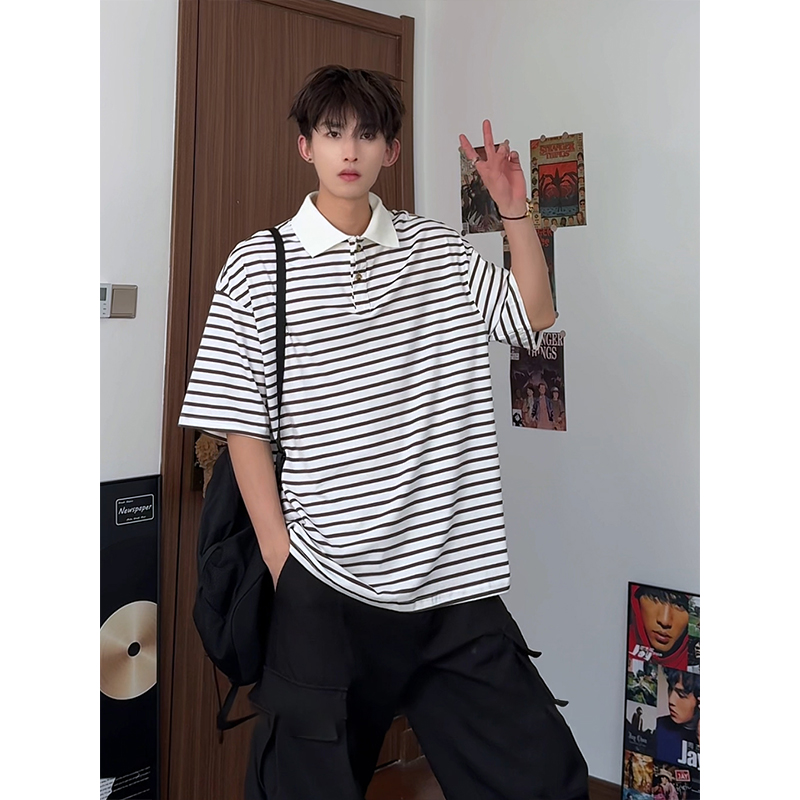 美式条纹短袖polo衫男女大码翻领短袖T恤T3603-P35【特价】，男装Polo衫，电商A007