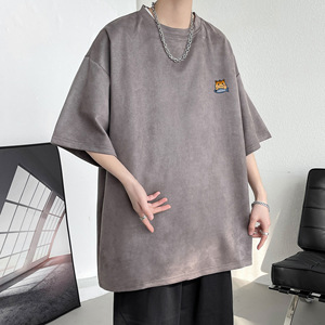 夏季大码休闲潮流美式麂皮绒字母印花短袖T恤T3447-P22【特价】图片