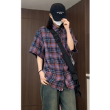 夏季复古格子大码休闲男半袖短袖衬衫C2174-P27【特价】Z，男装衬衫，电商A007