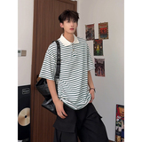美式条纹短袖polo衫男女大码翻领短袖T恤T3603-P35【特价】，男装Polo衫，电商A007