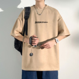 夏季大码休闲潮流美式麂皮绒字母印花短袖T恤T3407-P22【特价】，男装T恤，电商A007