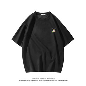夏季大码休闲潮流美式麂皮绒字母印花短袖T恤T3460-P22【特价】图片