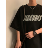 2023夏季大码休闲美式圆领麂皮绒印花短袖T恤T3362特价P27控39s，男装T恤，电商A007