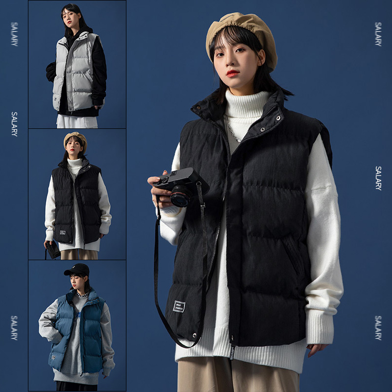 Neutral style autumn winter solid color casual cotton vest loose trend big size