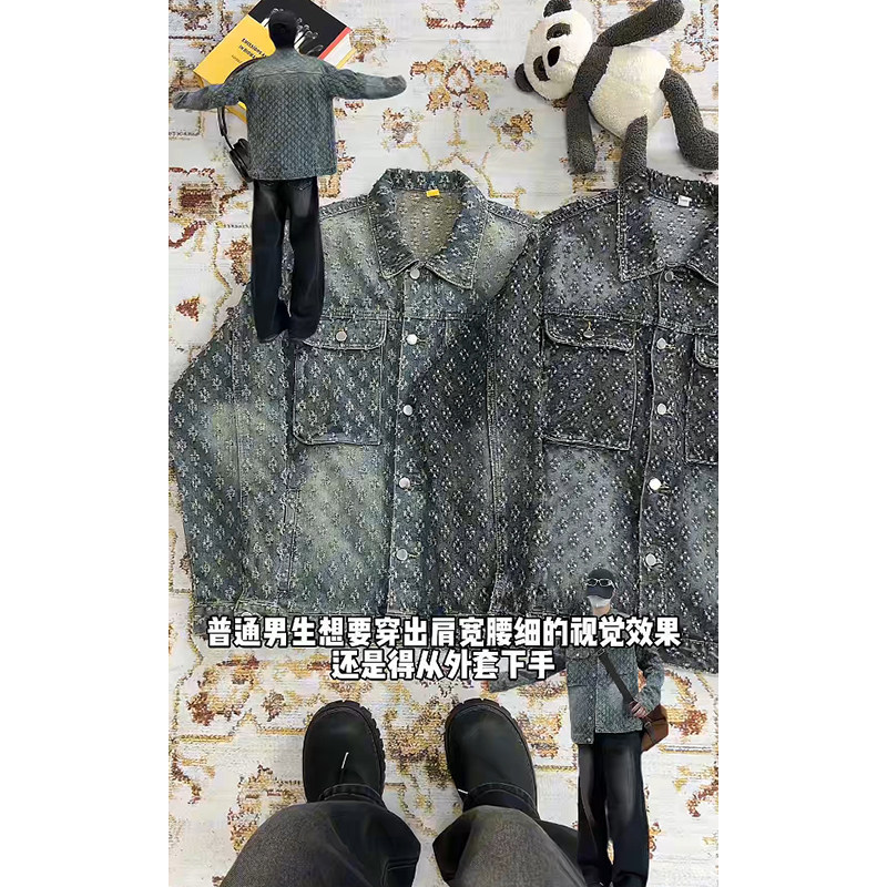 春季潮流做旧磨毛大码男女拼色牛仔外套夹克J8813-P65【特价】,男装夹克,电商A007