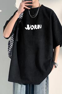 夏季大码休闲潮流美式麂皮绒字母印花短袖T恤T3459-P22【特价】图片