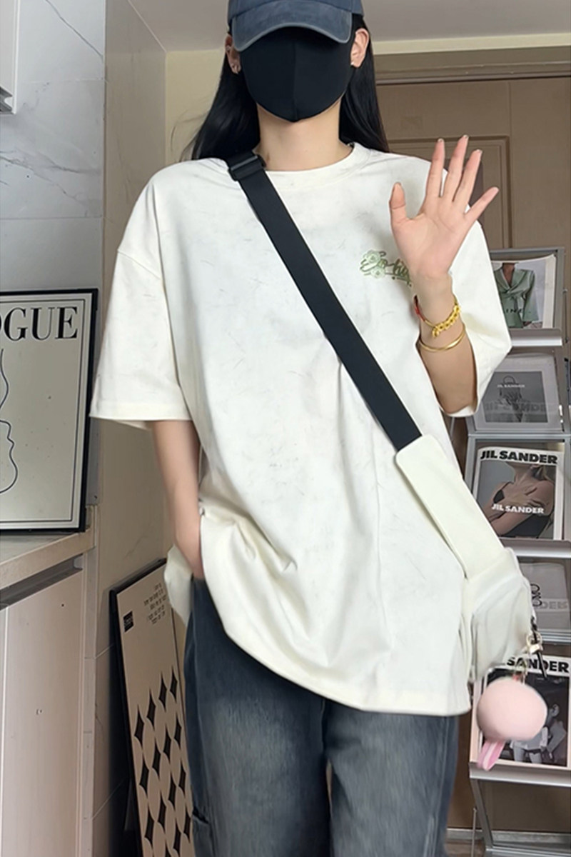 美式重磅刺绣短袖t恤夏季圆领宽松半袖情侣上衣T3631-特价P30,男装T恤,电商A007