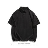 夏季休闲基础流行针织提花压皱垂感翻领短袖T恤T3396-P36【特价】，男装T恤，电商A007