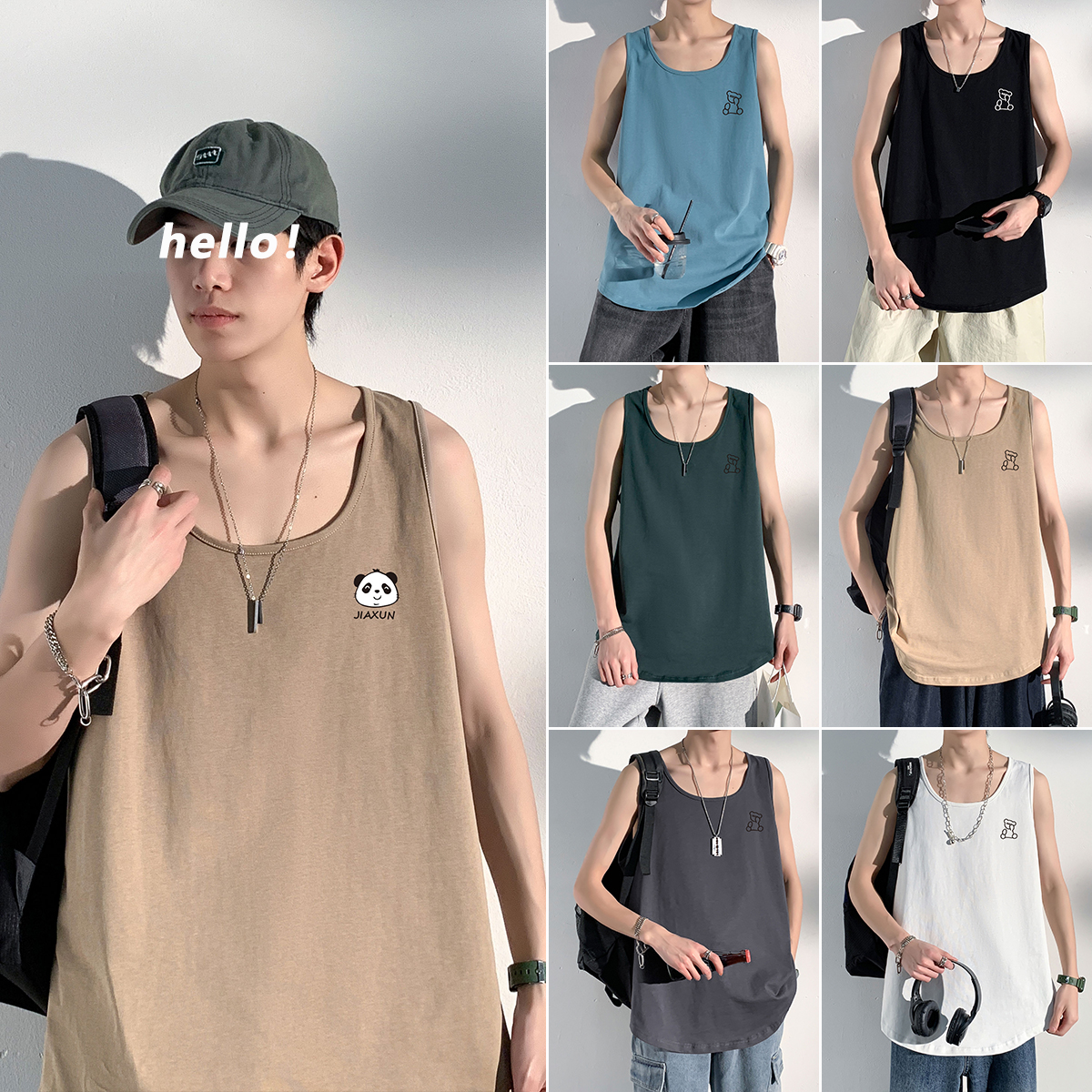 运动风大码休闲男士背心舒适休闲夏季潮B3909-P20，男装背心/马甲，电商A007