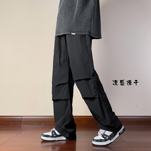 休闲裤男带褶运动裤宽松情侣直筒裤长裤K8474-P25【特价】Z图片