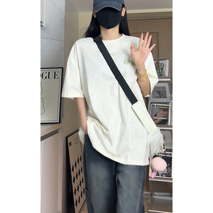 美式重磅刺绣短袖t恤夏季圆领宽松半袖情侣上衣T3631-特价P30图片