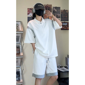 拼接polo衫套装大码情侣T3611上衣特P30控58/DK8602裤子特P25控48图片