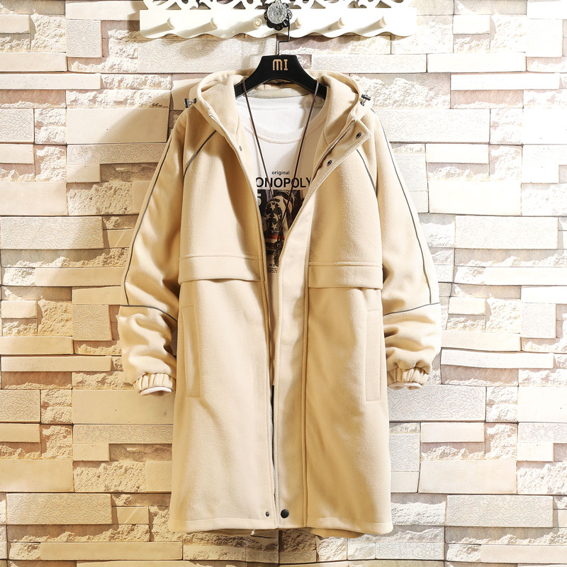 Japanese brick wall coat hooded casual coat trend reflective strip