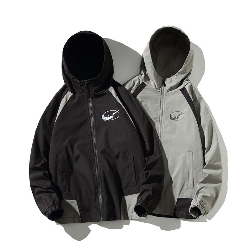 Japanese white tile trend Large Print Hooded Jacket