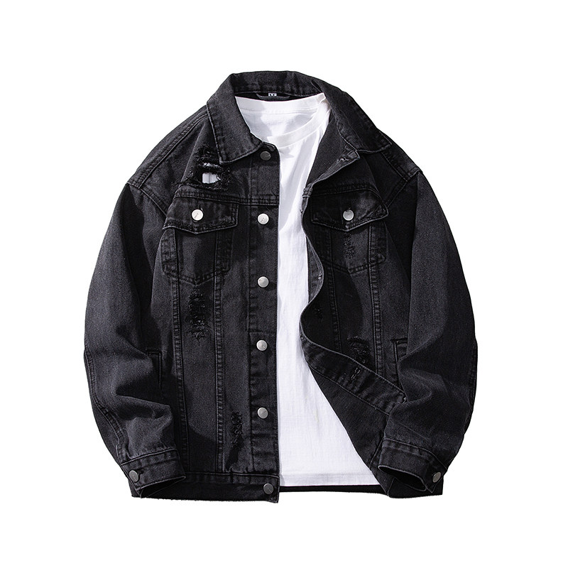 休闲大码宽松男潮流立体剪裁破洞牛仔外套夹克J1129-P65【特价】,男装夹克,电商A007
