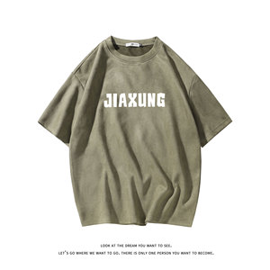 夏季大码休闲潮流美式麂皮绒字母印花短袖T恤T3413-P23【特价】图片