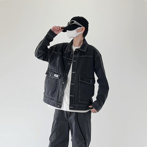 春季潮流小标休闲大码宽松男女立体牛仔外套夹克J301-P65【特价】