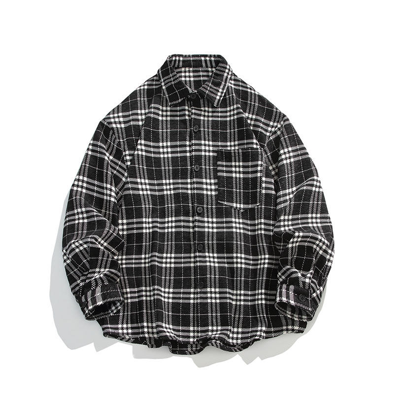 复古格子雪尼尔加厚衬衫夹克外套休闲情侣宽松C2202-P45【特价】Z,男装夹克,电商A007