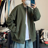 大码春季棒球领夹克潮酷宽松工装风男外套J7220-P45【特价】，男装夹克，电商A007