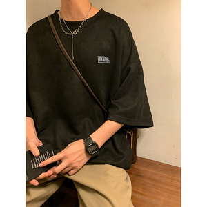 夏季大码休闲潮流美式麂皮绒字母印花短袖T恤T3620-P22【特价】图片