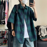 夏季潮流复古格子大码休闲男短袖衬衫DC2178-P27【特价】，男装衬衫，电商A007