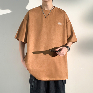 夏季大码休闲潮流美式麂皮绒字母印花短袖T恤T3620-P22【特价】图片