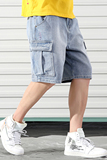 2021夏季新款日系宽松大码休闲工装男牛仔短裤五分裤D29-P45，男装牛仔裤，电商A001