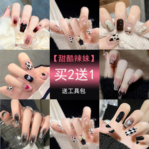 y2k甜酷风辣妹朋克风穿戴甲高级感手工成品指甲贴片法式美甲短款
