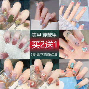 2024年新款网红显白高级感手工多巴胺假指甲穿戴美甲贴片短款爆款
