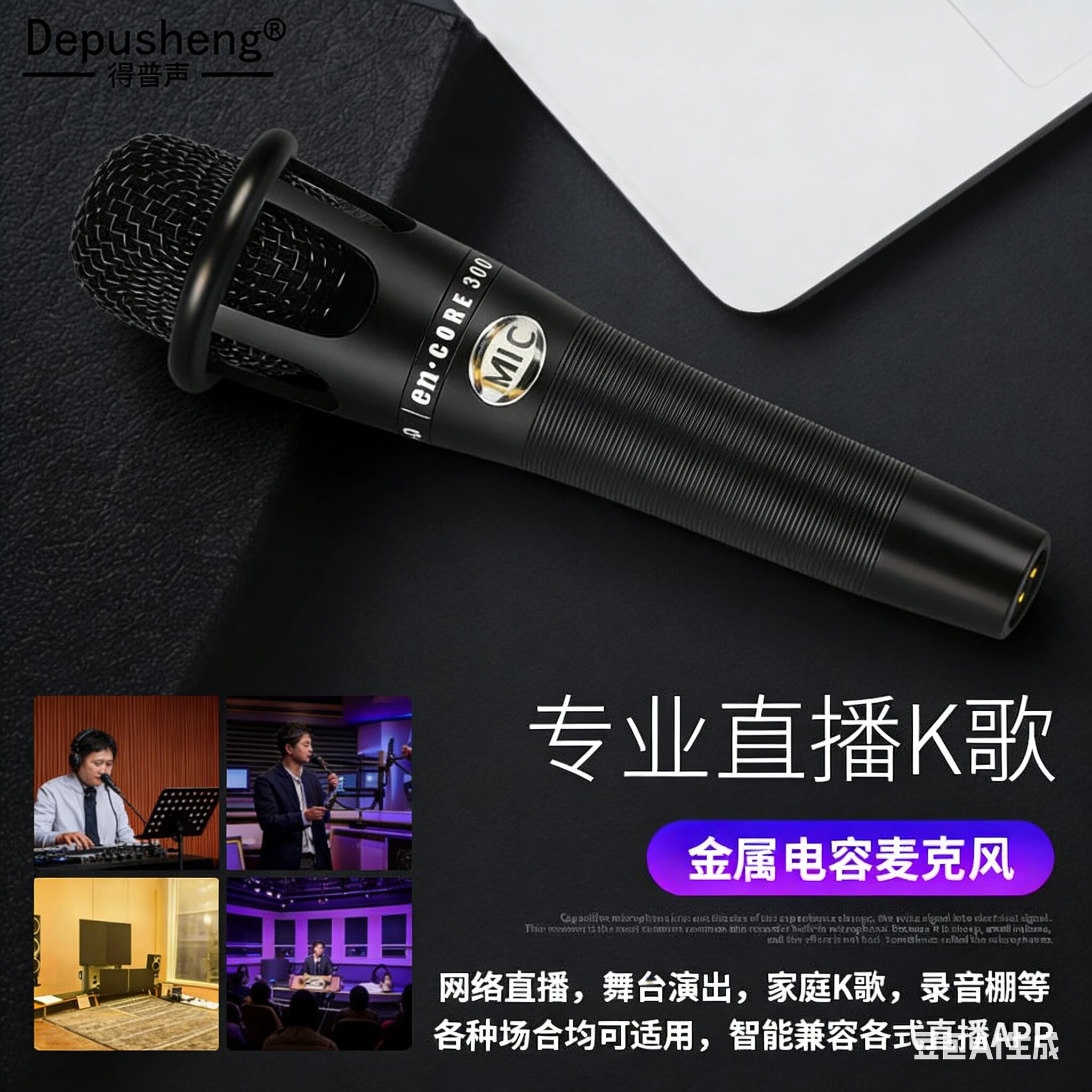 E300电容麦克风 直播录音手机声卡台式电脑专用K歌话筒家用高灵敏