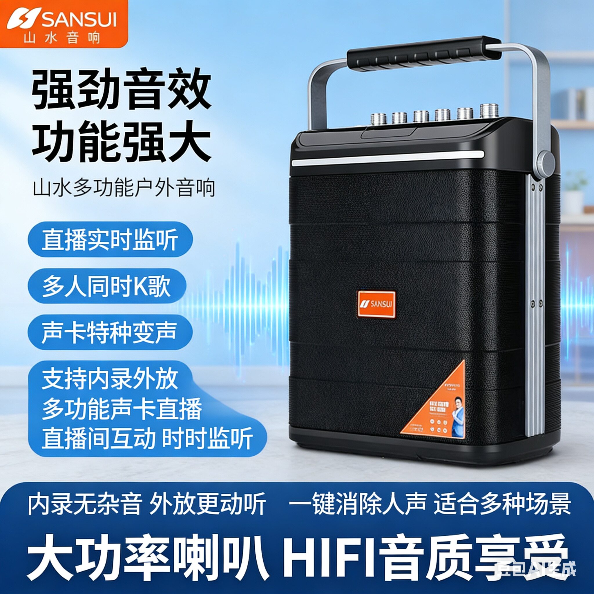 山水T5蓝牙音箱K歌广场舞音响大功率户外音箱U盘内存卡声卡音箱