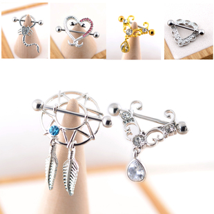 穿刺饰品欧美蛇爱心防过敏体乳钉耳钉水滴钻吊坠叶子天使恶魔