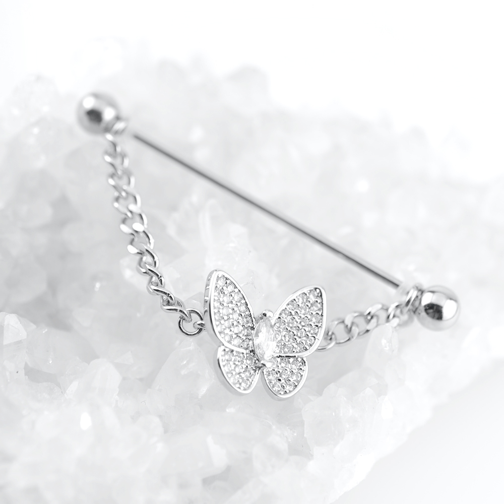 韩国蝴蝶结牛仔链仙气耳桥