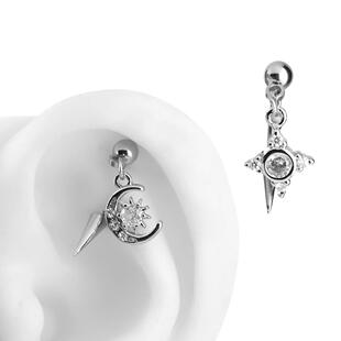 ROOK潮酷挂坠哥特月亮星光暗黑穿刺耳饰耳骨钉helix耳链耳廊饰品
