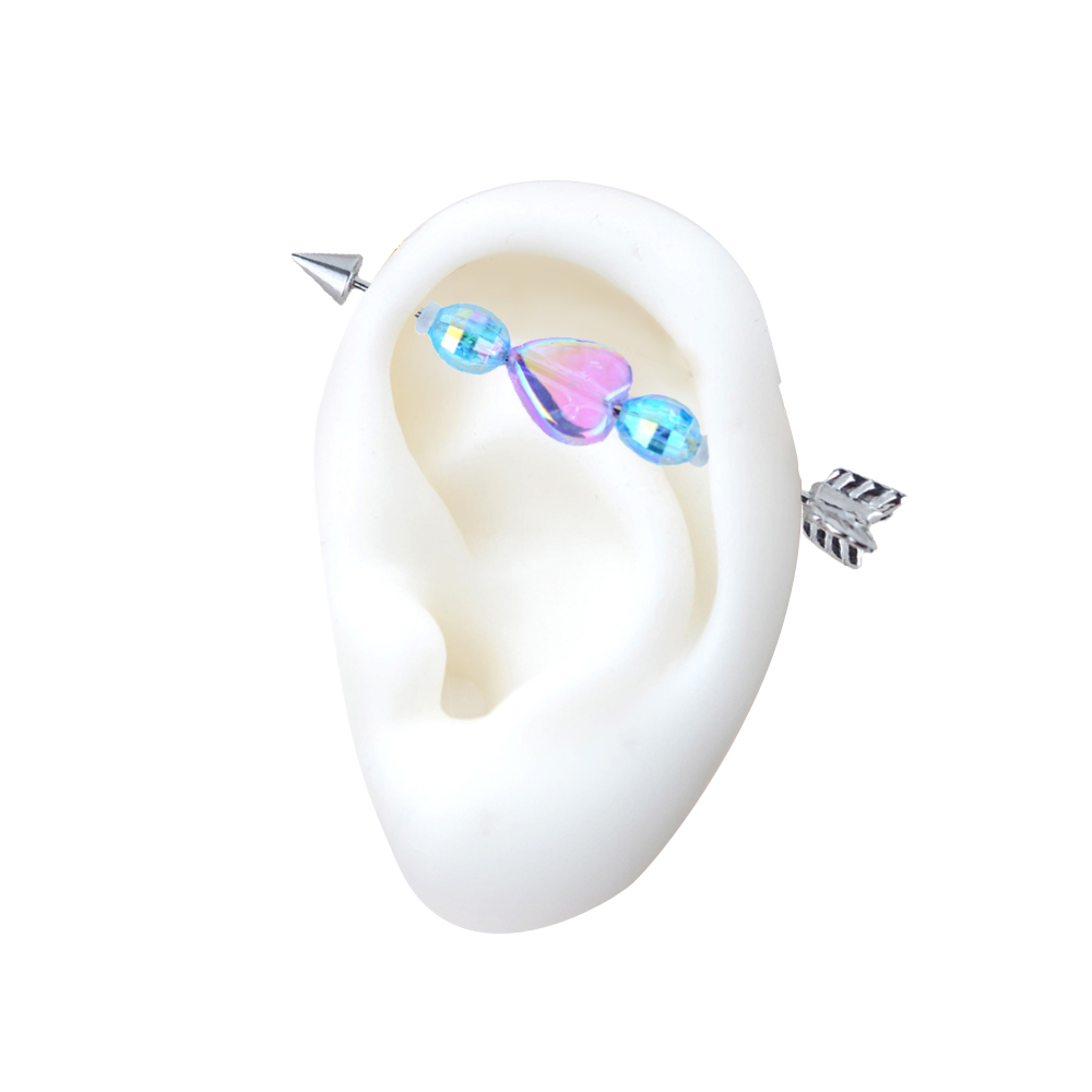 穿刺饰品全新少女长杆箭头爱心细杆骨钉耳桥糖果防过敏ins韩国潮