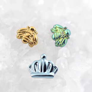 F136钛合金复古皇冠耳钉蜜蜂小众韩国植入级别耳屏耳窝耳骨钉情侣