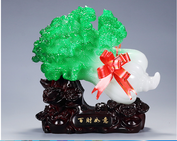 招财百财如意玉白菜摆件创意家居办公室摆设开业促销团购礼品定制
