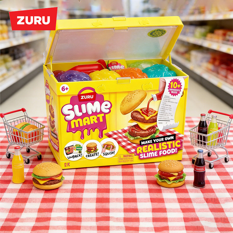 ZURU泥泥手作购物篮史莱姆披萨汉堡DIY仿真食物泥套装过家家玩具
