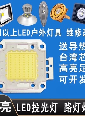 led灯珠20W30W50W100W投光灯射灯芯片路灯光源灯泡超亮灯片30-36V