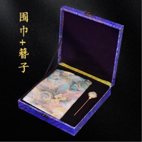 蜀锦工艺织锦围巾簪子套装葫芦