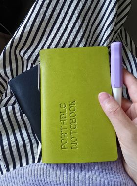 原创仿牛皮口袋本带笔插A6空白页随身本手绘本记事本UpdateMostry