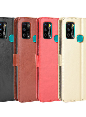 适用传音Infinix Hot 9 Play手机壳Smart 3 Plus翻盖皮套 Hot 6 Pro插卡挂绳 Note6保护套 Hot 8疯马纹 HOT 7