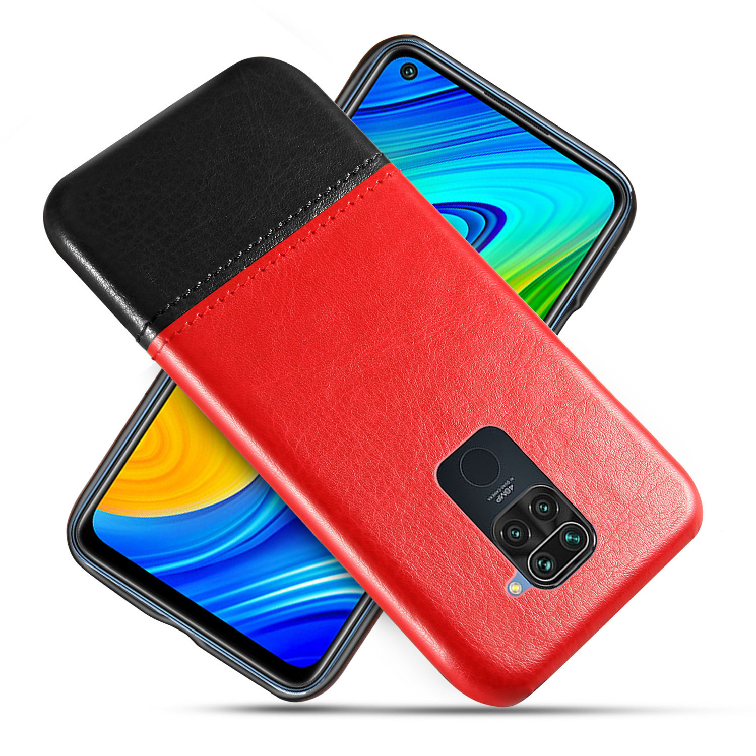 适用红米note9手机壳red mi note9拼皮皮套保护套手机套