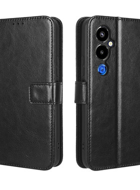 适用Tecno Pova 4 Pro手机壳 Camon 12 Pro手机皮套 Tecno Pop 6翻盖疯马纹Tecno Pova 3