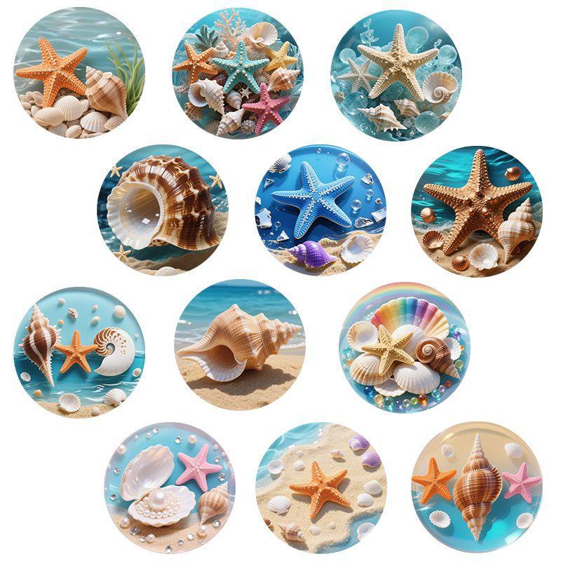 梦幻海洋沙滩贝壳海星海螺水晶玻璃软磁冰箱贴冰箱门等金属装饰贴