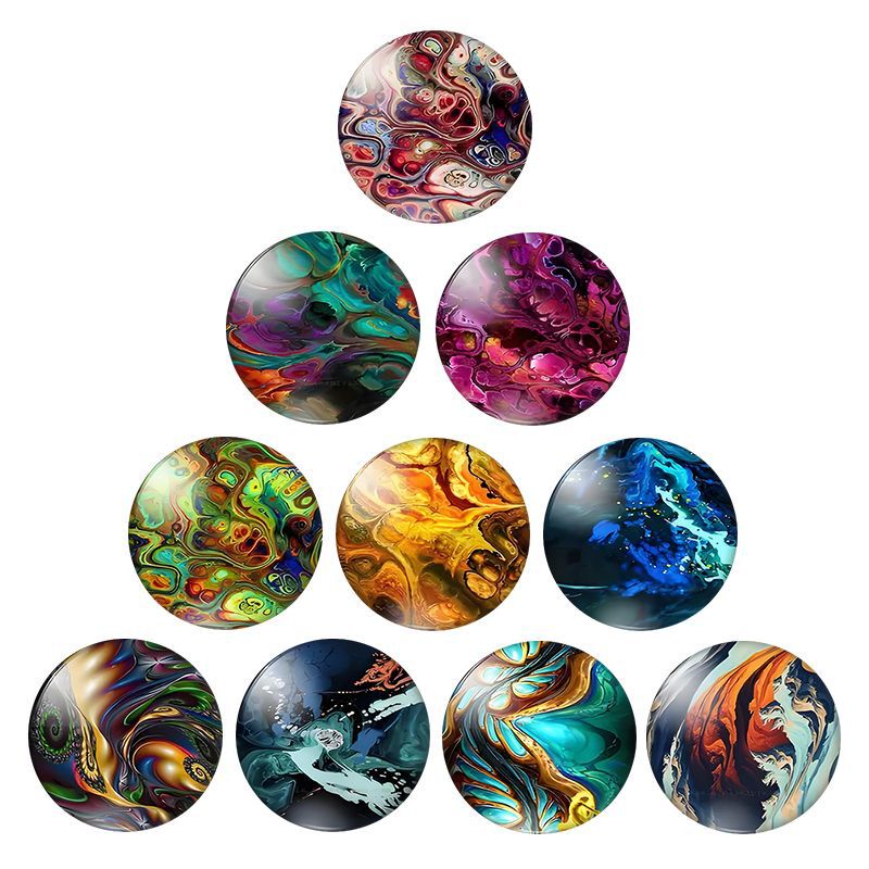 充满活力的紫蓝色艺术家创造纹理时光宝石玻璃贴片软磁冰箱贴装饰