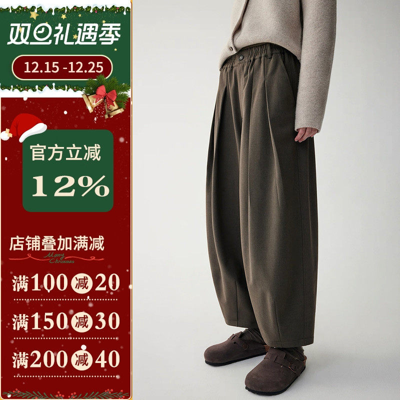 沪小鹿纸样双褶茧型休闲裤