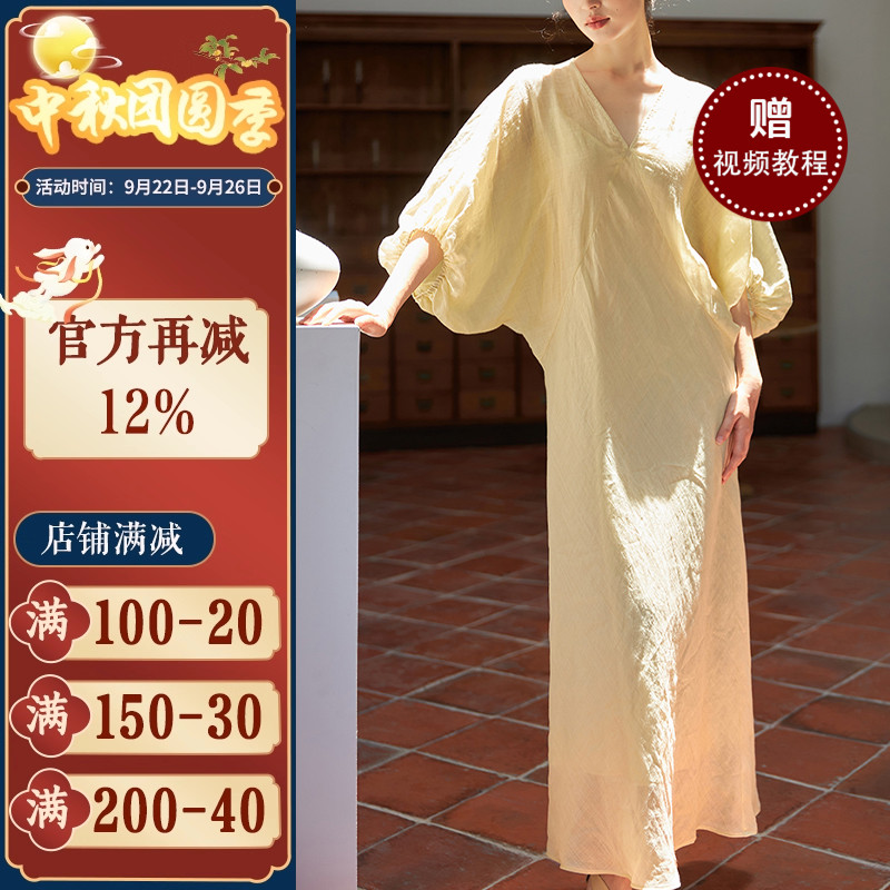 沪小鹿裁剪纸样法式宽松连衣裙