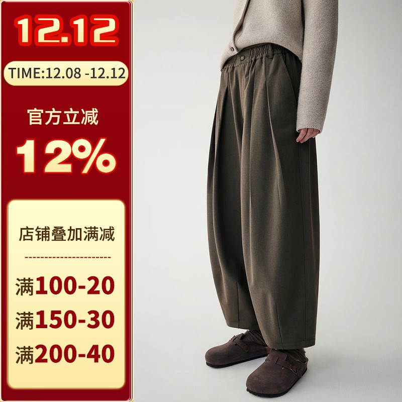 沪小鹿纸样双褶茧型休闲裤