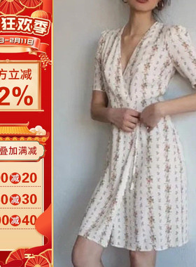 1:1裁剪纸样系带法式复古V领茶歇裙连衣裙纸样服装纸样女装20L015